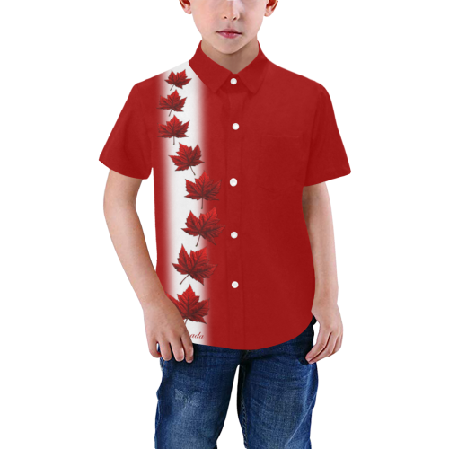 Kid's Canada Souvenir Shirts Buttondown Boys' All Over Print Short Sleeve Shirt (Model T59)
