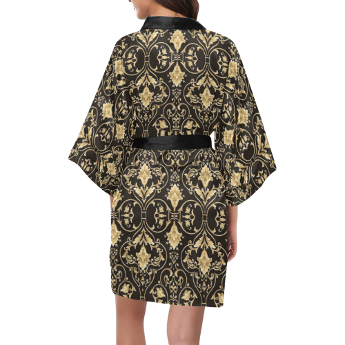 Black Gold Damask Kimono Robe