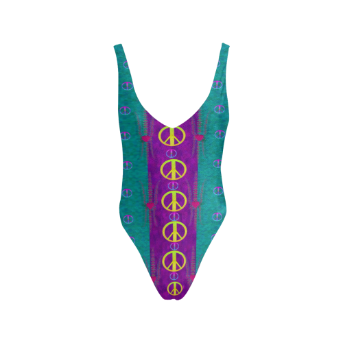 Peace be with us this wonderful year in true love Sexy Low Back One-Piece Swimsuit (Model S09)