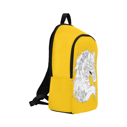 Color Me Sugar Skull Horse Yellow Fabric Backpack for Adult (Model 1659)