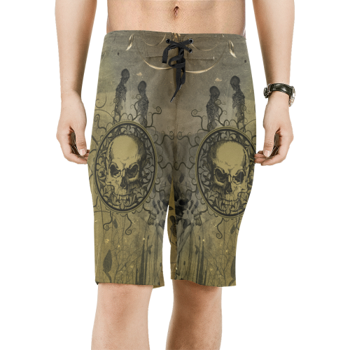 Amazing skull with skeletons Men's All Over Print Board Shorts (Model L16)