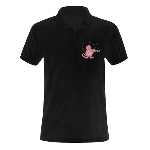 Cat with Violin Men's Polo Shirt (Model T24)
