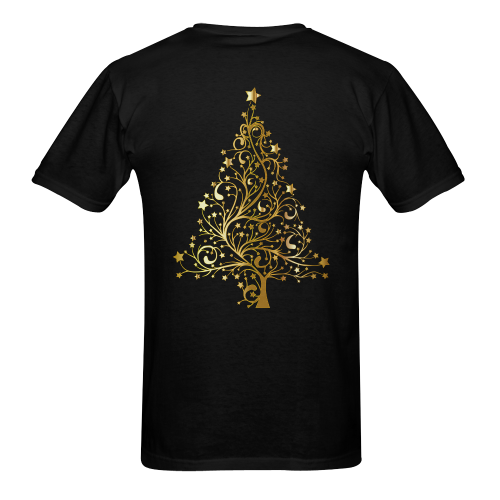 Golden Christmas Tree  Black Men's T-shirt in USA Size (Two Sides Printing) (Model T02)