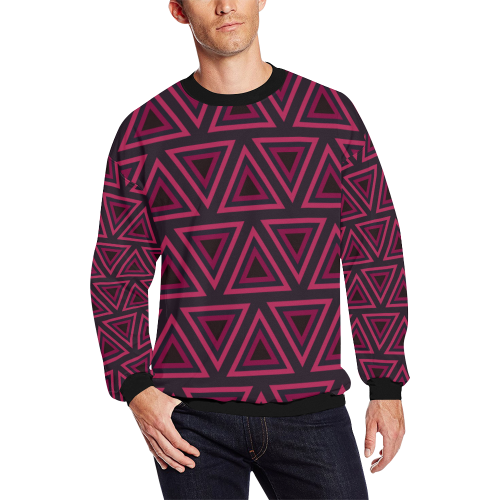 Tribal Ethnic Triangles All Over Print Crewneck Sweatshirt for Men (Model H18)