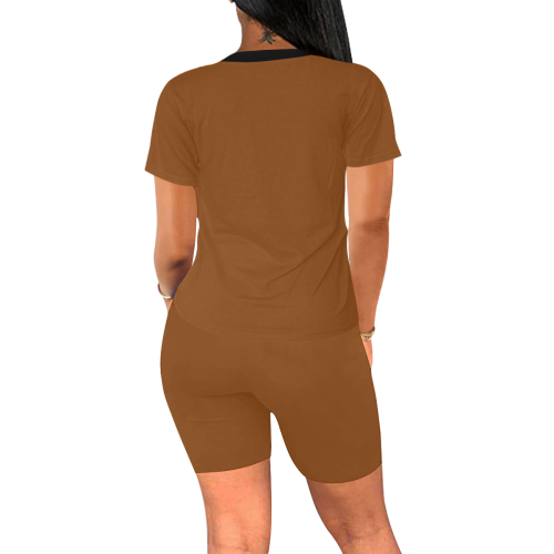 color saddle brown Women's Short Yoga Set