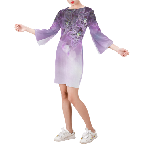 violet-orchids Bell Sleeve Dress (Model D52)
