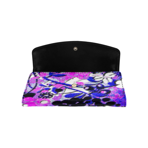 floral abstract in blue Women's Flap Wallet (Model 1707)