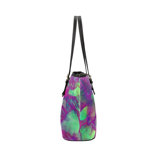 flowers flora #flowers Leather Tote Bag/Large (Model 1651)