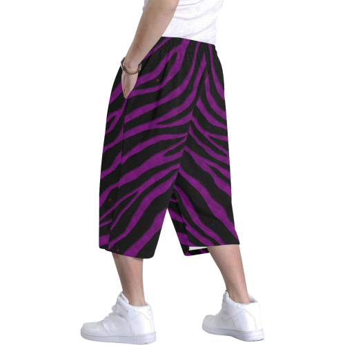 Ripped SpaceTime Stripes - Purple Men's All Over Print Baggy Shorts (Model L37)