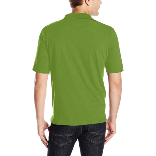 color olive drab Men's All Over Print Polo Shirt (Model T55)