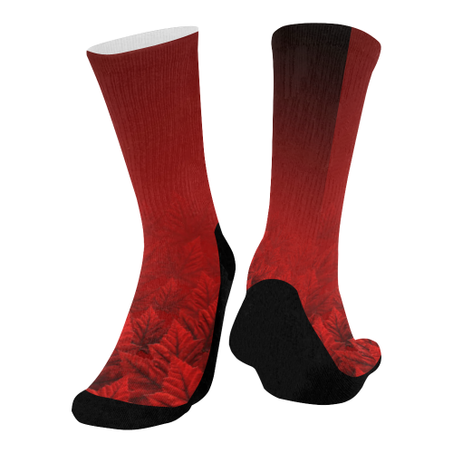 Red Maple Leaf Socks Canada Souvenirs Mid-Calf Socks (Black Sole)