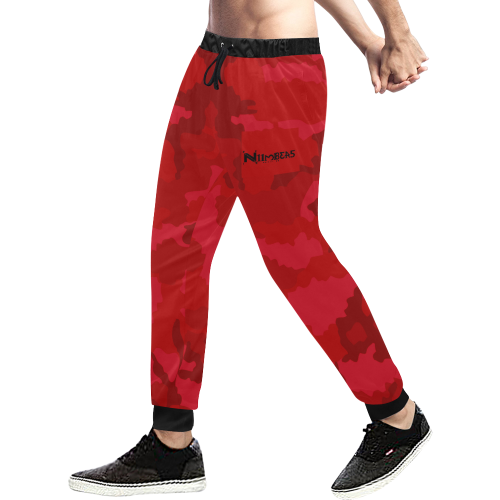 NUMBERS Collection Ready Red Camo Men's All Over Print Sweatpants (Model L11)