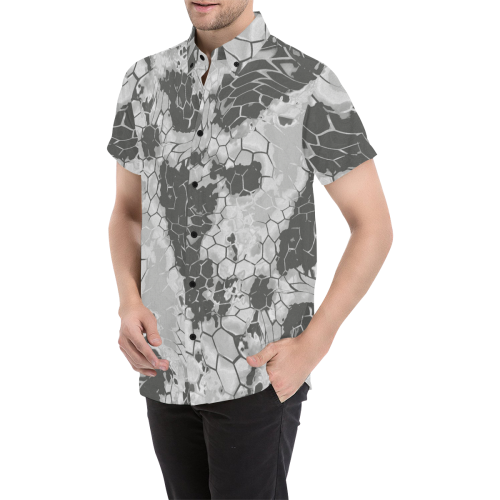 stonedragon reptile scales pattern camouflage in light gray Men's All Over Print Short Sleeve Shirt/Large Size (Model T53)