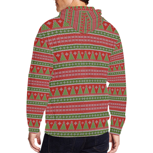 Real Christmas Trees Ugly Sweater All Over Print Full Zip Hoodie for Men (Model H14)