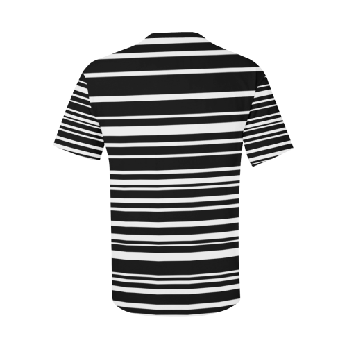 Uneven Stripes BW Men's All Over Print T-Shirt with Chest Pocket (Model T56)