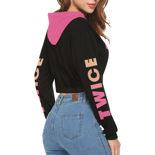 Twice All Over Print Crop Hoodie for Women (Model H22)