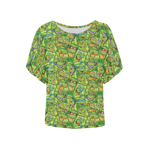 Teenage Mutant Ninja Turtles (TMNT) Women's Batwing-Sleeved Blouse T shirt (Model T44)