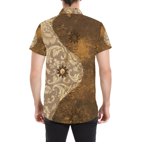 Wonderful brown vintage design Men's All Over Print Short Sleeve Shirt (Model T53)