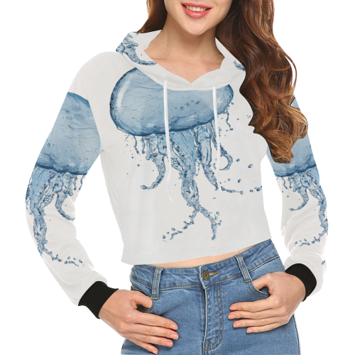 jellyfish 2 All Over Print Crop Hoodie for Women (Model H22)