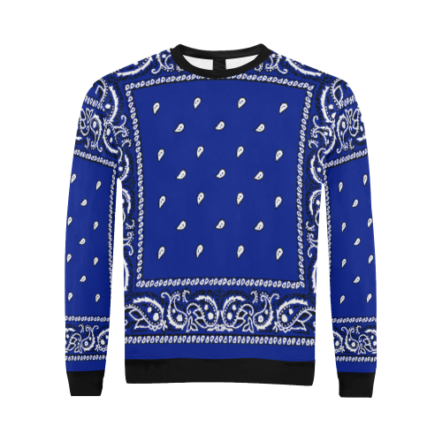 KERCHIEF PATTERN BLUE All Over Print Crewneck Sweatshirt for Men/Large (Model H18)