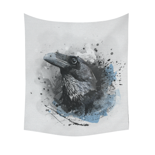 crow raven bird art #crow #raven Cotton Linen Wall Tapestry 51"x 60"