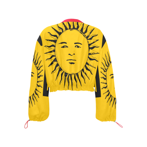 GOD Big Face CFJ Yellow Cropped Chiffon Jacket for Women (Model H30)