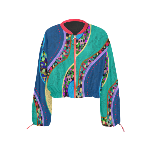 Abstract Pattern Mix - Dots And Colors 1 Cropped Chiffon Jacket for Women (Model H30)