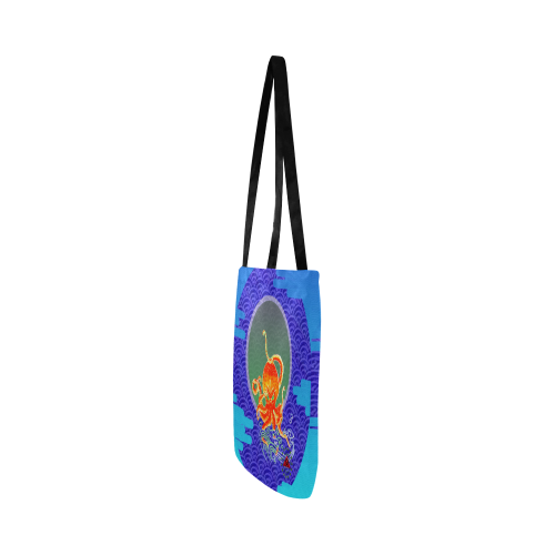 The Lowest of Low Japanese Angry Octopus Blue Waves Reusable Shopping Bag Model 1660 (Two sides)