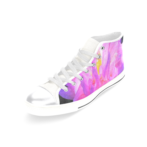Stunning Pink and Purple Cactus Dahlia Women's Classic High Top Canvas Shoes (Model 017)
