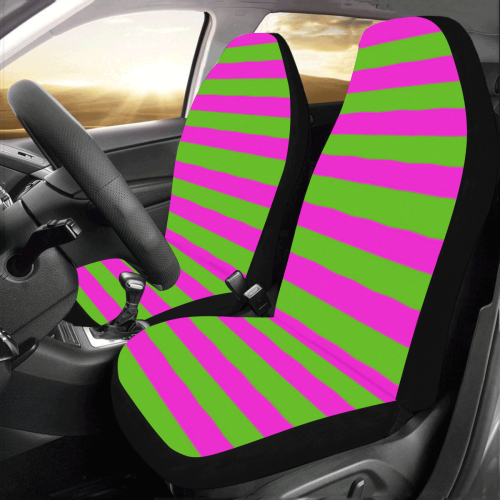 Pink Green Stripes Car Seat Covers (Set of 2)