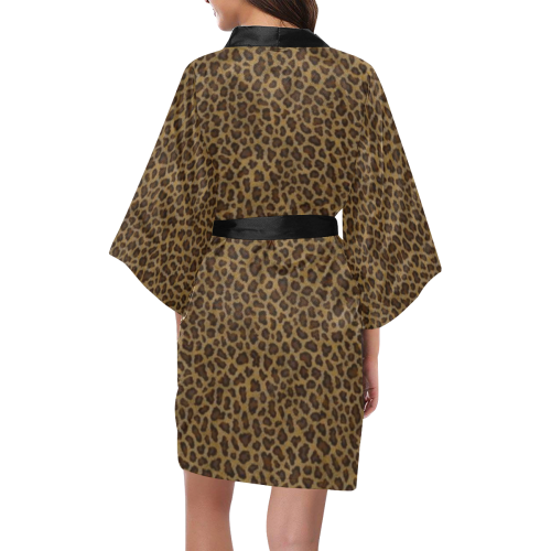 Authentic Safari Ruby Leopard Skin Silk Kimono Robe