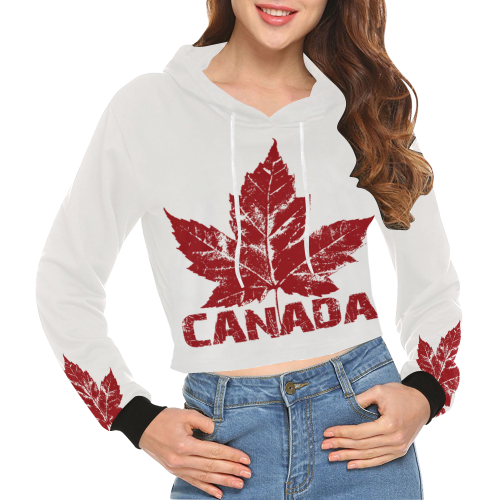 Cool Canada Hoodies All Over Print Crop Hoodie for Women (Model H22)