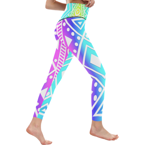 Rainbow Multicolored Ethnic Abstract Design 3 Women's All Over Print High-Waisted Leggings (Model L36)