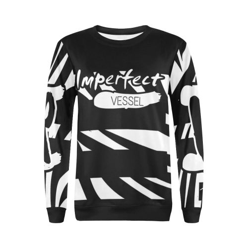 Black All Over Print Crewneck Sweatshirt for Women (Model H18)