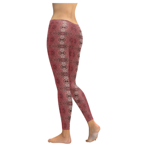 leopard-redskin-1 Women's Low Rise Leggings (Invisible Stitch) (Model L05)