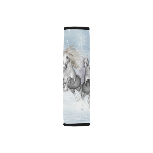 Awesome white wild horses Car Seat Belt Cover 7''x8.5''
