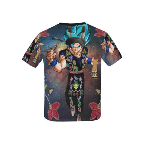 woodland goku Kids' All Over Print T-Shirt with Solid Color Neck (Model T40)