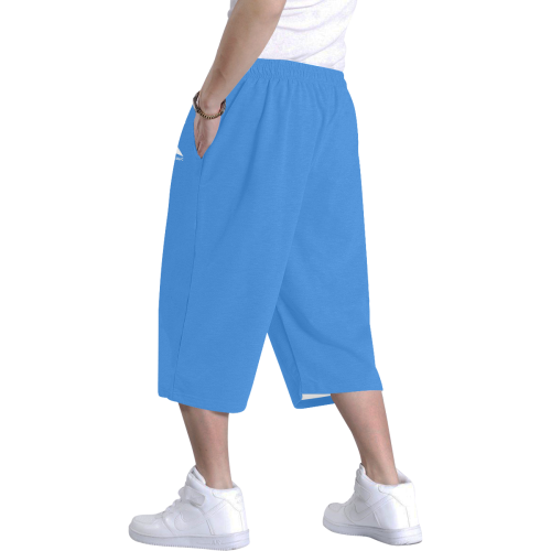 Men's Baggy Shorts (White&Blue) Men's All Over Print Baggy Shorts (Model L37)
