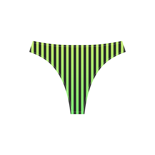 Green Ombre Stripes on Black Sport Top & High-Waisted Bikini Swimsuit (Model S07)