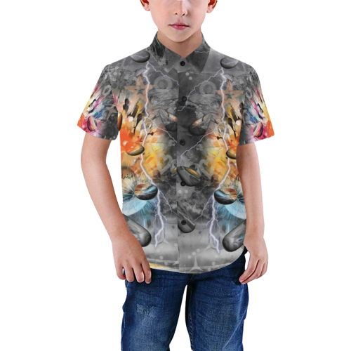 Space of Colors by Nico Bielow Boys' All Over Print Short Sleeve Shirt (Model T59)