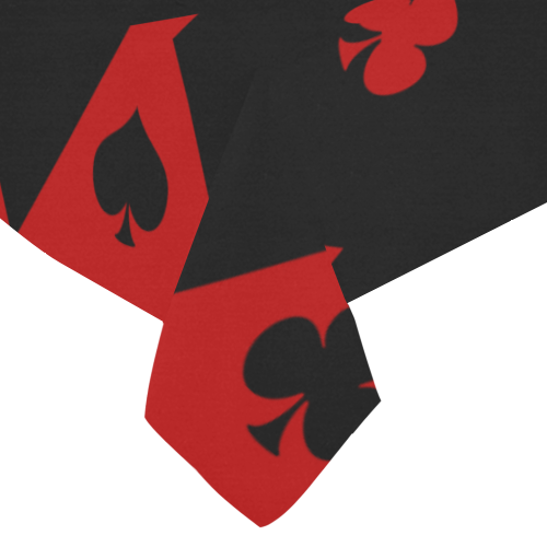 Las Vegas Black Red Play Card Shapes Cotton Linen Tablecloth 60"x 84"