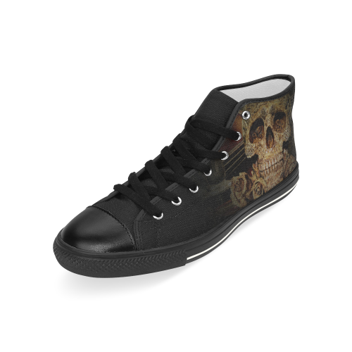 Steampunk Alchemist Mage Roses Celtic Skull halfto Men’s Classic High Top Canvas Shoes (Model 017)