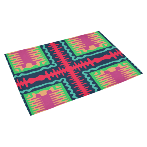 Waves in retro colors Azalea Doormat 30" x 18" (Sponge Material)