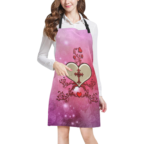 Wonderful heart with cross All Over Print Apron