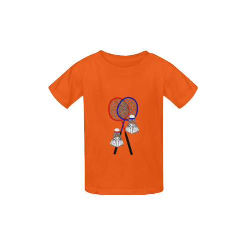 Badminton Rackets and Shuttlecocks Sports Orange Kid's  Classic T-shirt (Model T22)