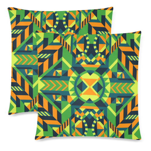 Modern Geometric Pattern Custom Zippered Pillow Cases 18"x 18" (Twin Sides) (Set of 2)