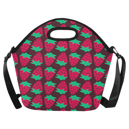 Strawberry Pattern Neoprene Lunch Bag/Large (Model 1669)