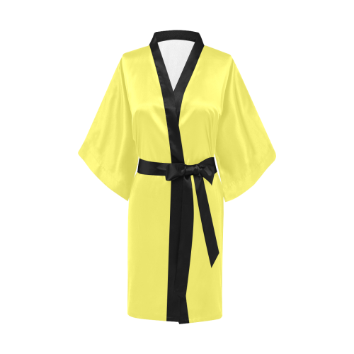 Darling Dahlia  Flowers Yellow Solid Color Kimono Robe