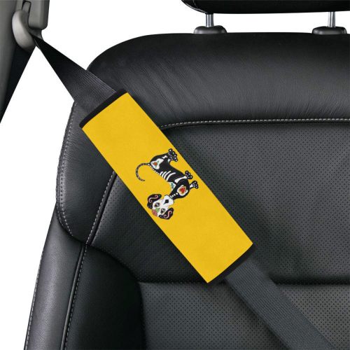 Dachshund Sugar Skull Yellow Car Seat Belt Cover 7''x8.5''