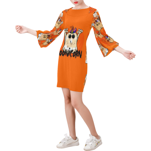 Boonicorn Halloween by Nico Bielow Bell Sleeve Dress (Model D52)